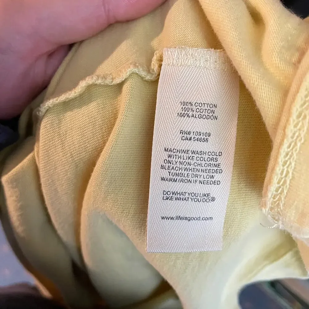 Women Medium Life is Good Yellow 'All Together Now' Short Sleeve Classic Fit Tee - Picture 5 of 5